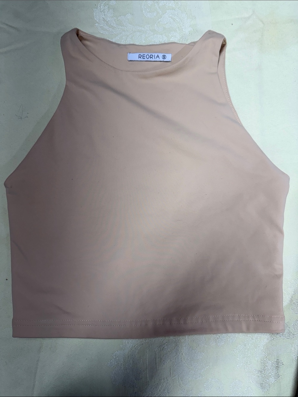 ReoRia Blush Nude Sleeveless Crop Tank Top